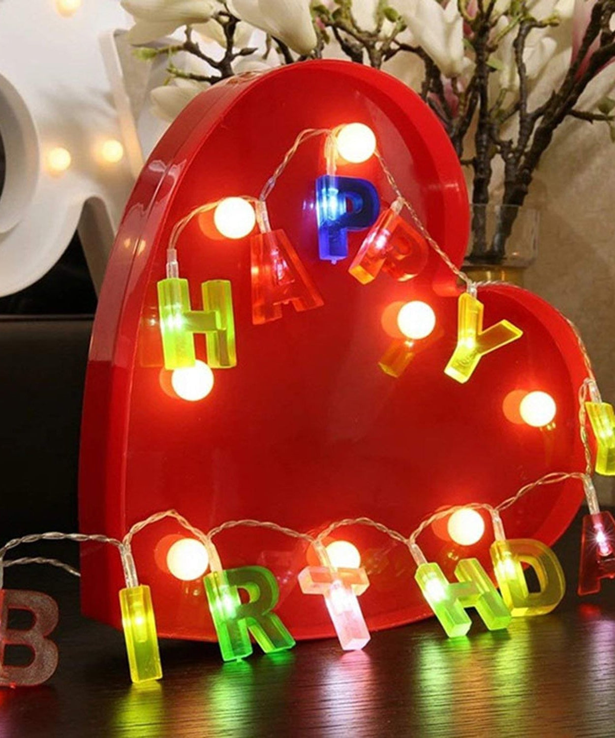 Decoratives Plastic Happy Birthday 13 LED Letter Battery Operated String Lights, Outdoor String Lights (Multicolour)