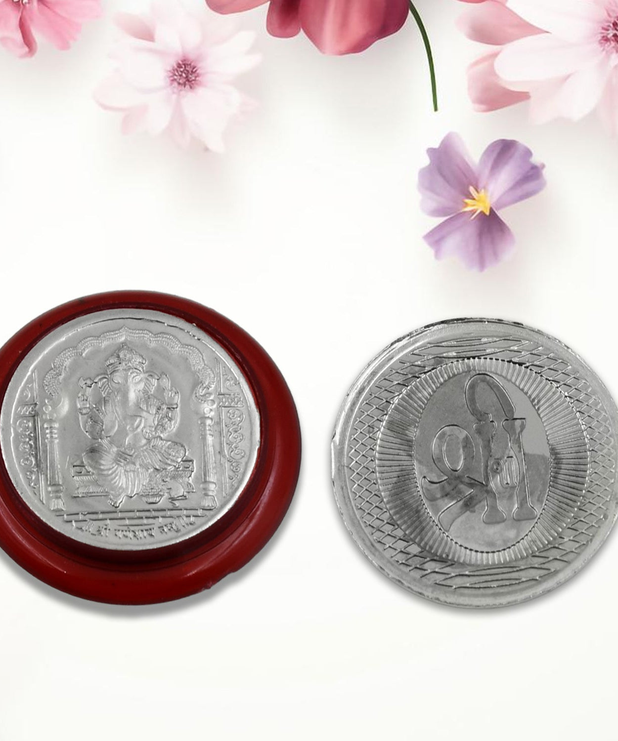 Ganesh Ji, Silver color Coin for Gift & Pooja | Silver Coin | Silver Coin / Diwali Gift (1 Pc / (Metal is not silver)