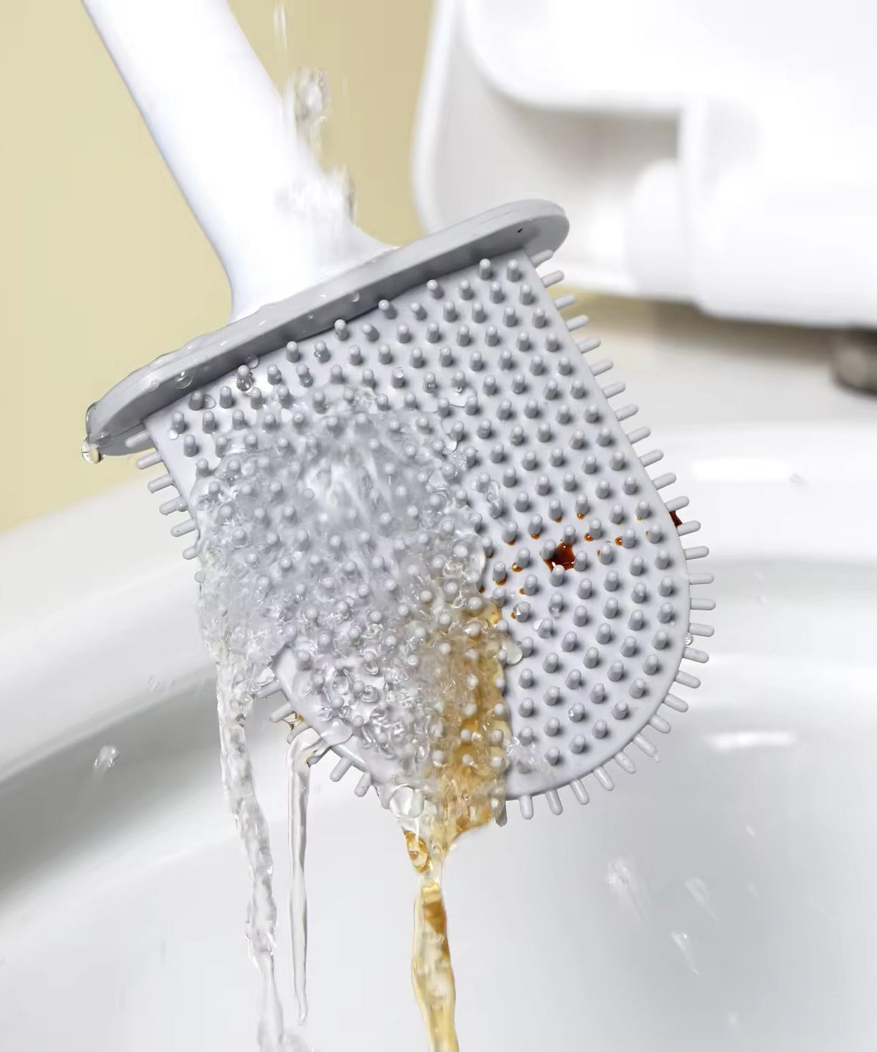Portable Silicone Toilet Brush – Wall-Mounted, Anti-Drip Cleaner with Non-Slip Handle