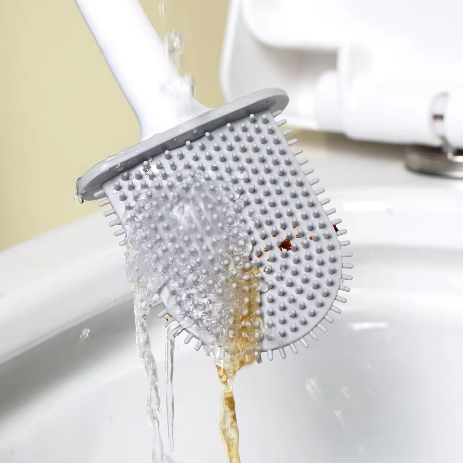 Portable Silicone Toilet Brush – Wall-Mounted, Anti-Drip Cleaner with Non-Slip Handle