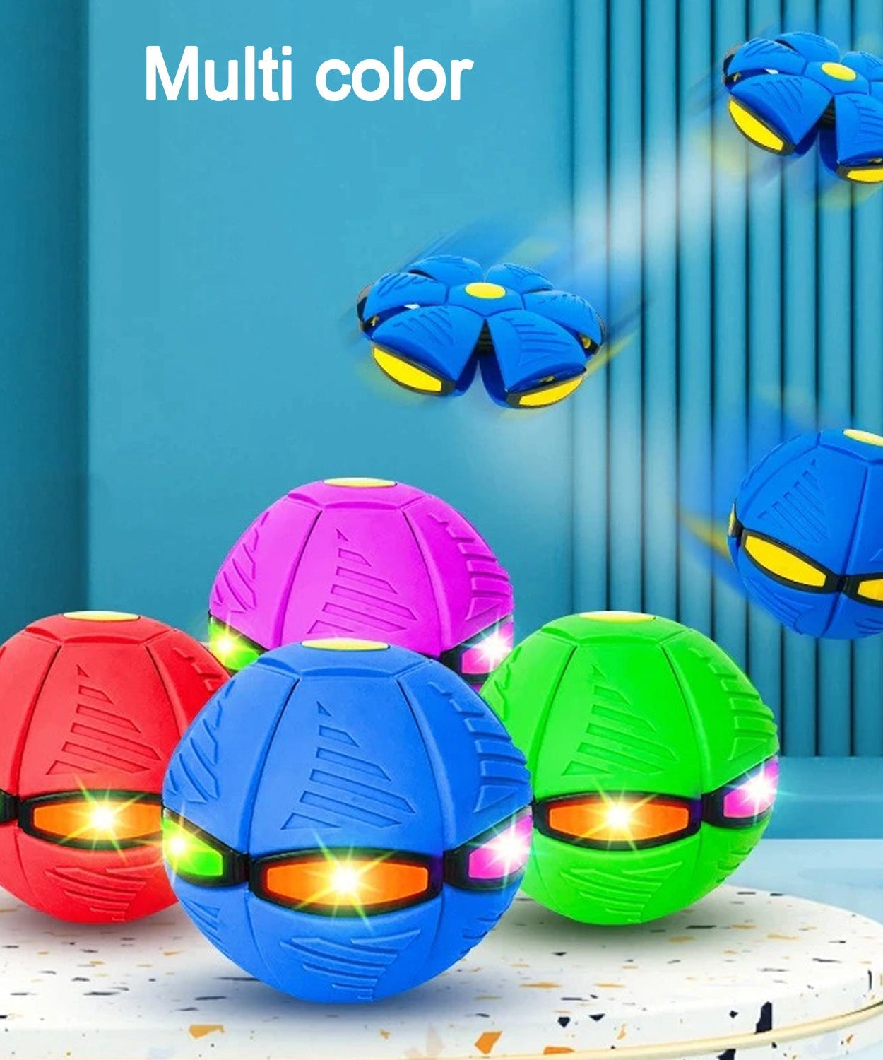 Flat throw disc with 3 LED lights for night play