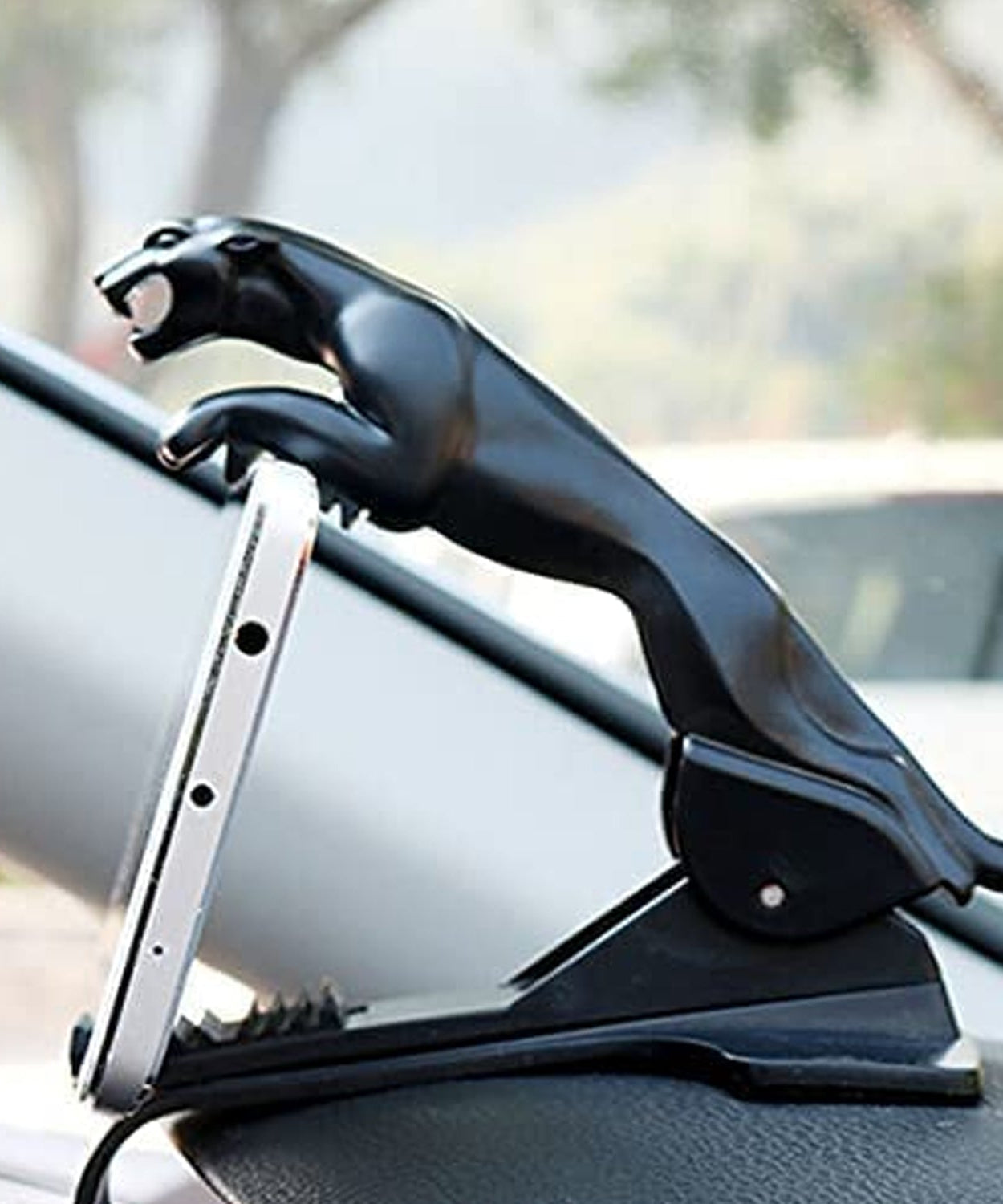 Mobile phone holder with a stylish jaguar design