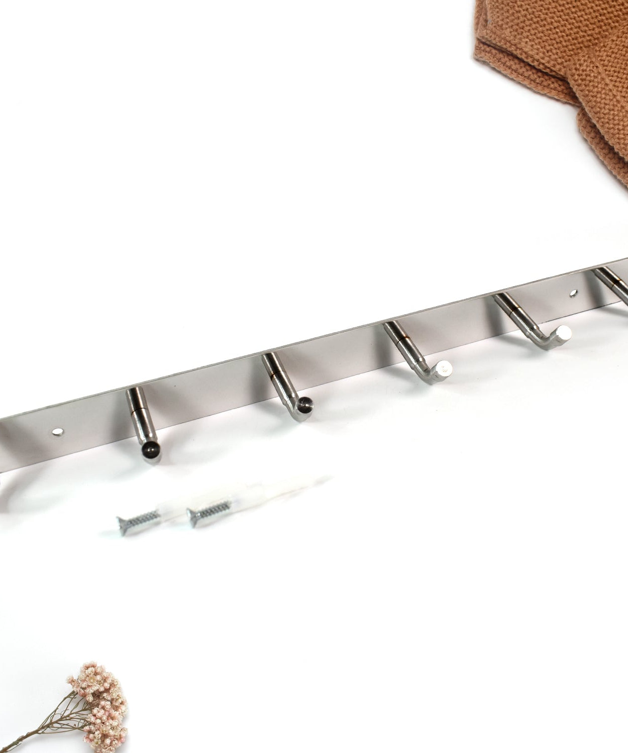 Stainless Steel Wall Mounted Coat 6 Hook Rack (32x3 / 1Pc)