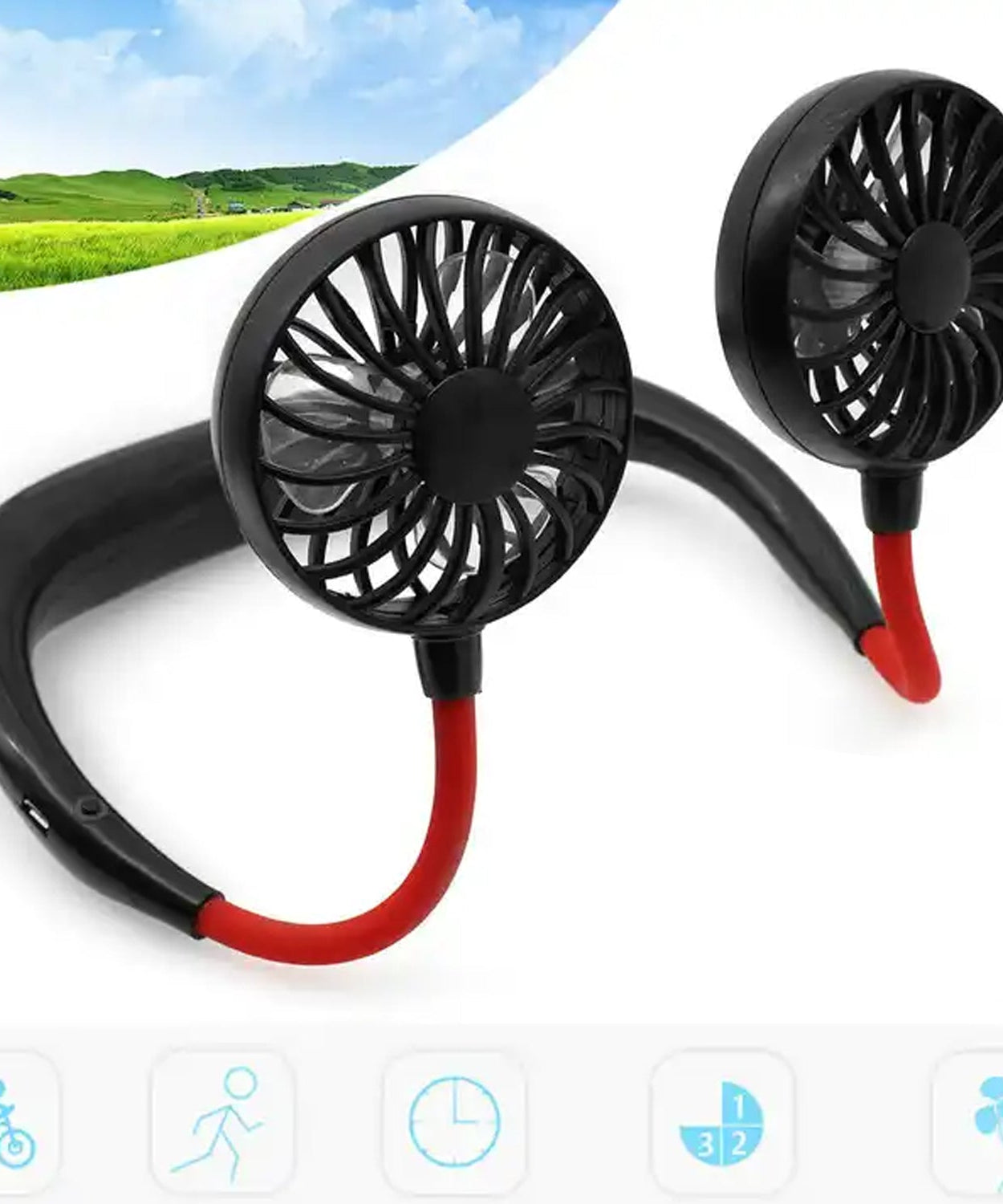 Wearable mini fan with USB rechargeable battery