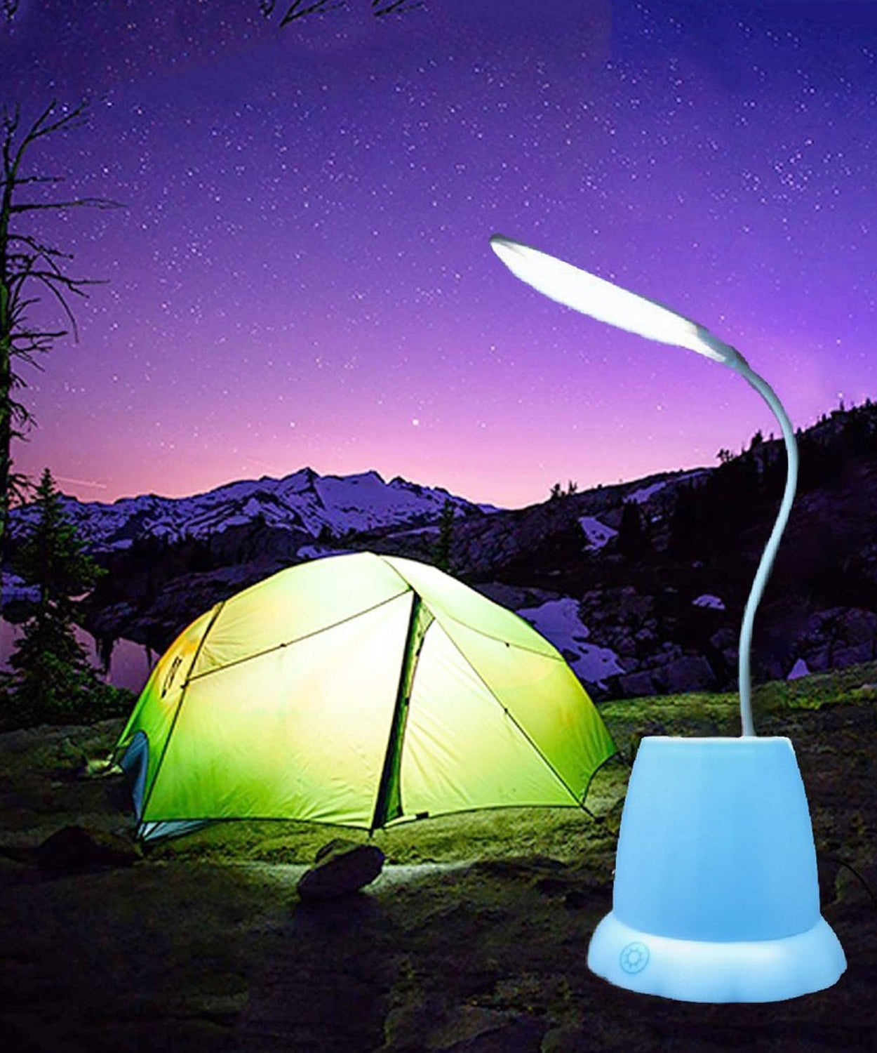 Desk lamp with integrated pen holder