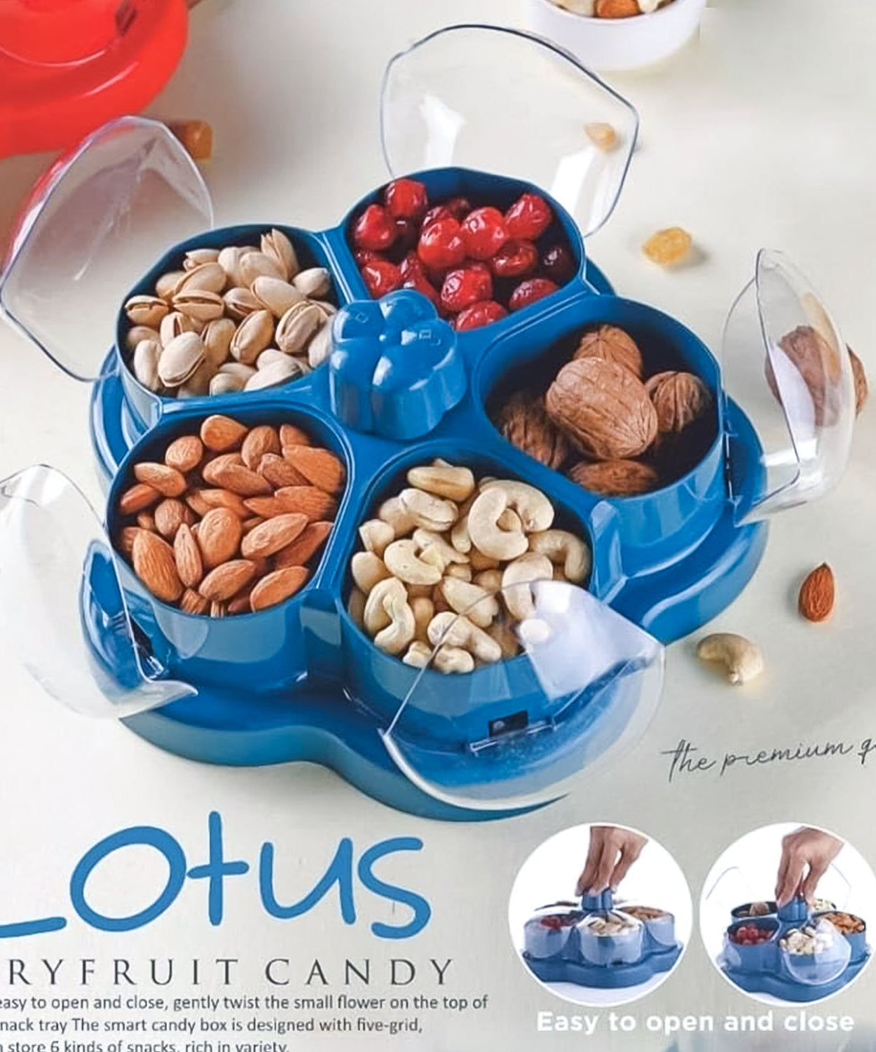 Supermom Lotus Shape Rotating Dry Fruit & Snack Organizer Box with Compartments (1 Pc)