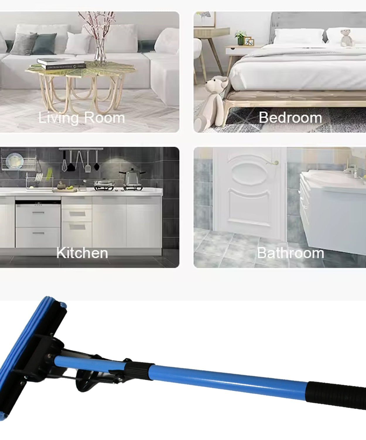 Floor Cleaning Squeeze Mop with Adjustable Telescopic Handle Squeegee Absorber Sponge Cleaner Pocha for Home Kitchen Bathroom (1 Pc)