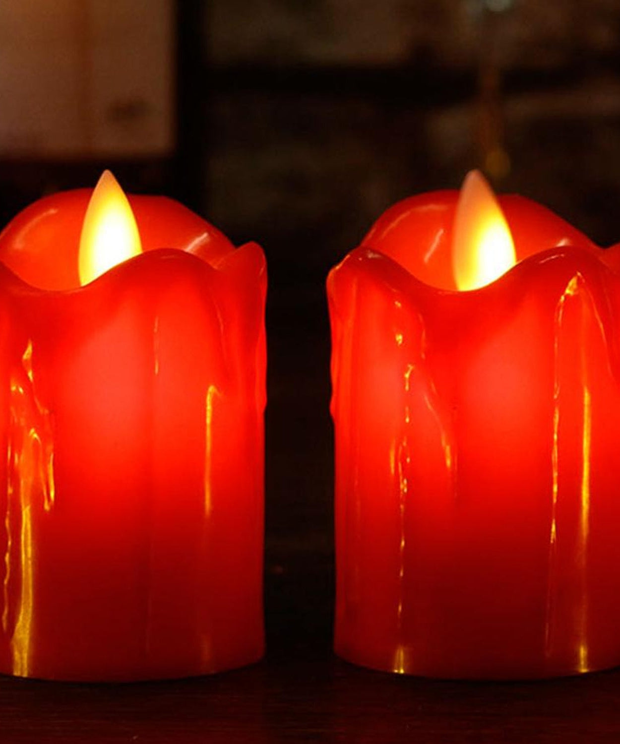 Decorative multicolor flameless candles set.