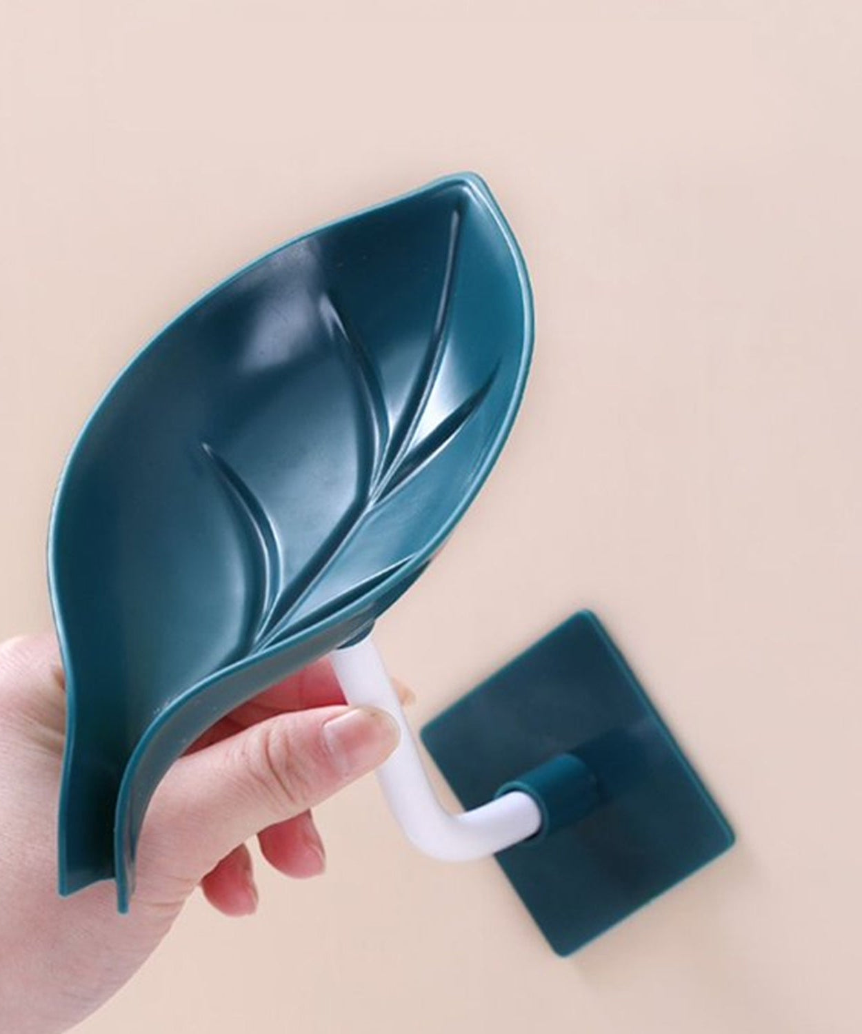 Soap Holder Leaf-Shape Self Draining Soap Dish Holder, With Suction Cup Soap Dish Suitable for Shower, Bathroom, Kitchen Sink