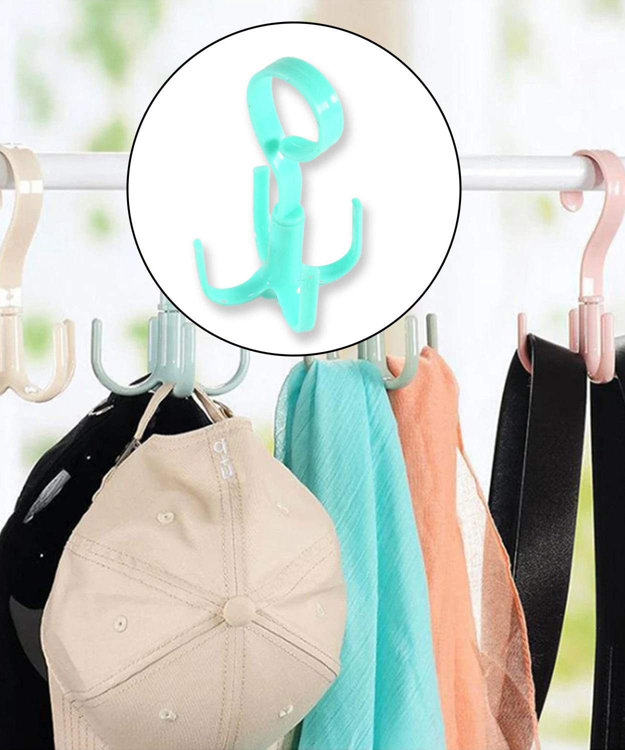 4-claw rotatable purse rack for handbags.