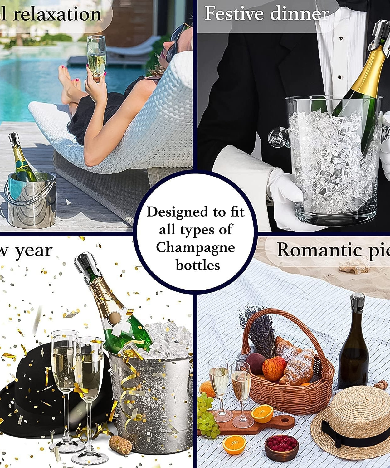 Stainless Steel Sealed Sparkling Champagne Bottle Stopper Big size