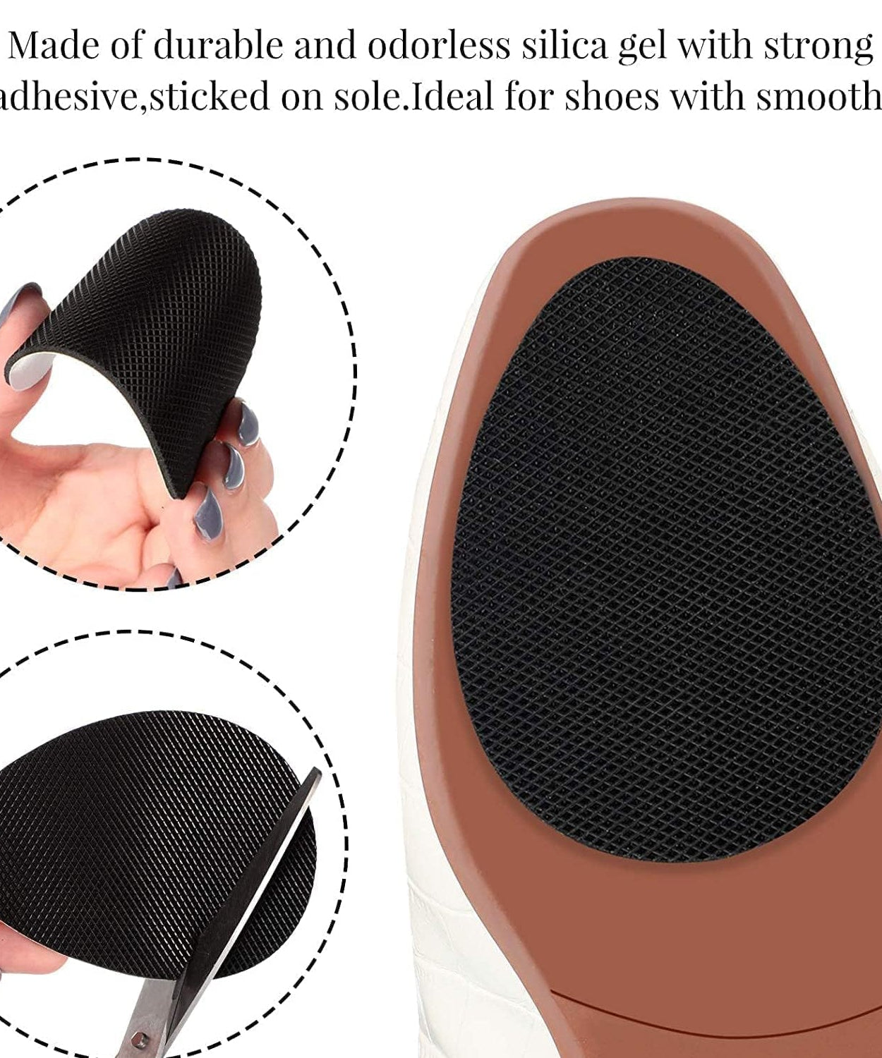 Non-Slip Shoe Pads, Rubber Shoe Sole Protector Pads, Self-Adhesive Shoe Grips Pads Stickers Non Skid for Ladies Shoes, High Heels, Boots