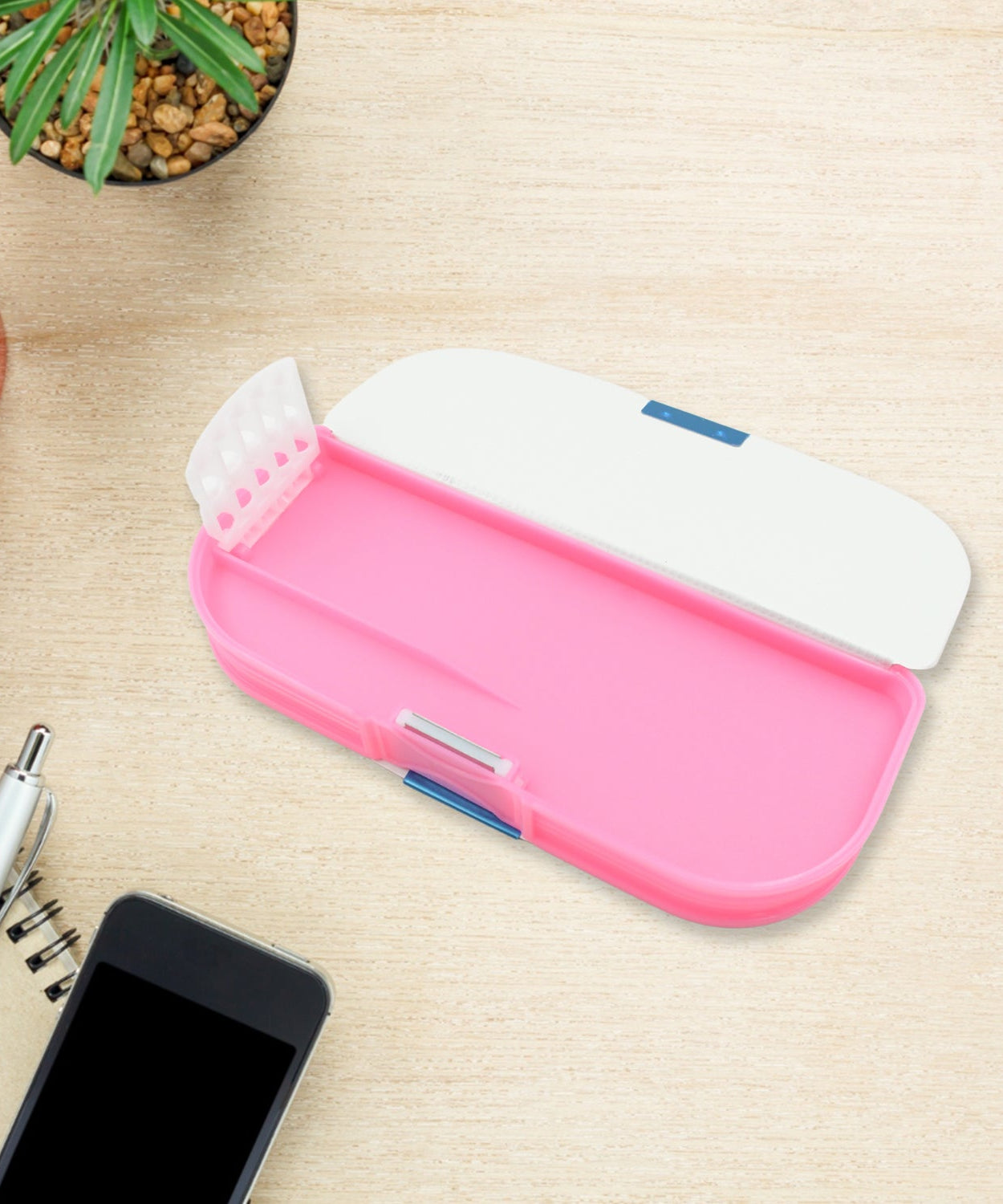 Pencil box with fun cartoon print and dual sections