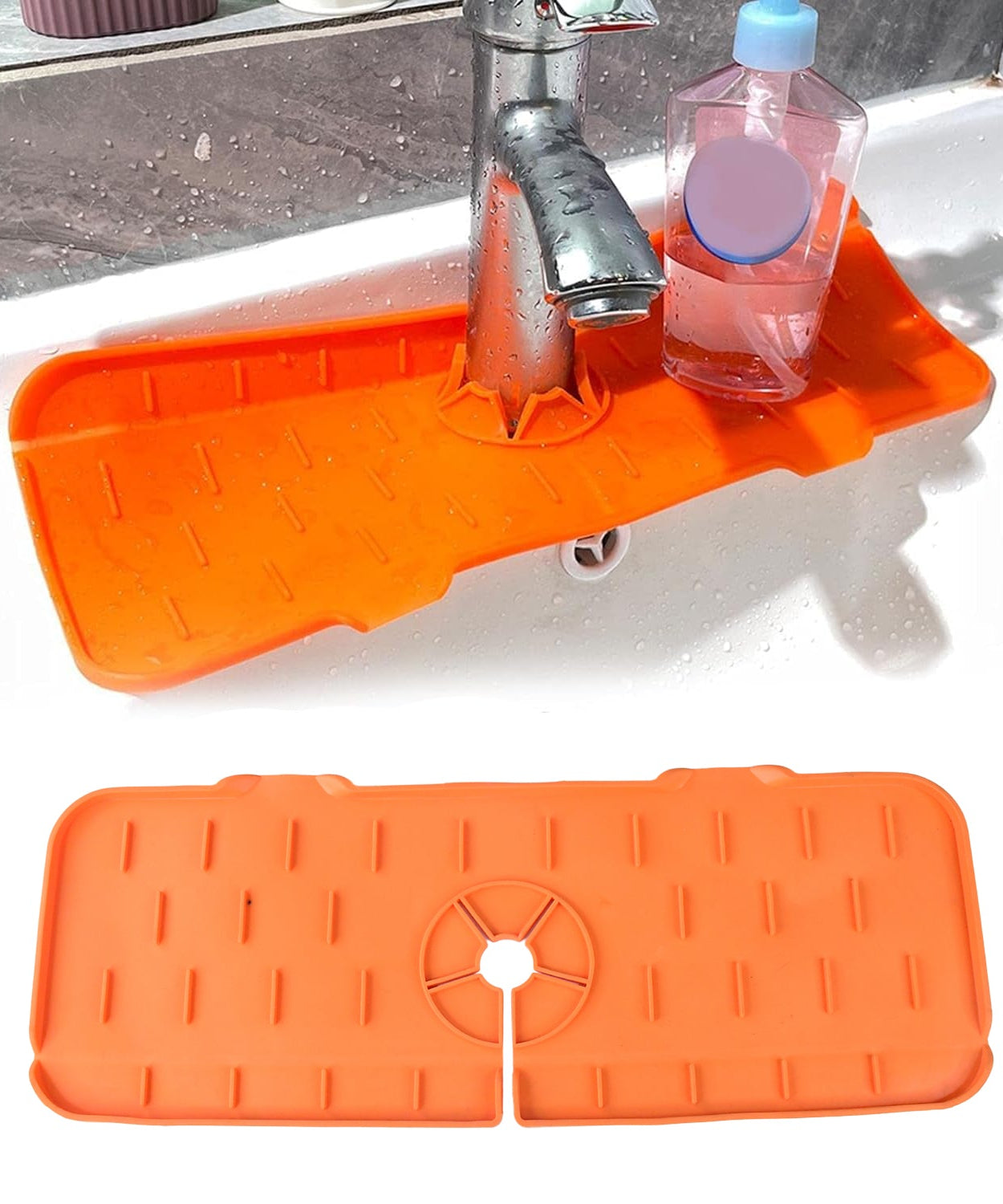 Silicone Faucet Splash Guard Pad for Kitchen & Bathroom Sink (1 Pc / Mix Design & Size)