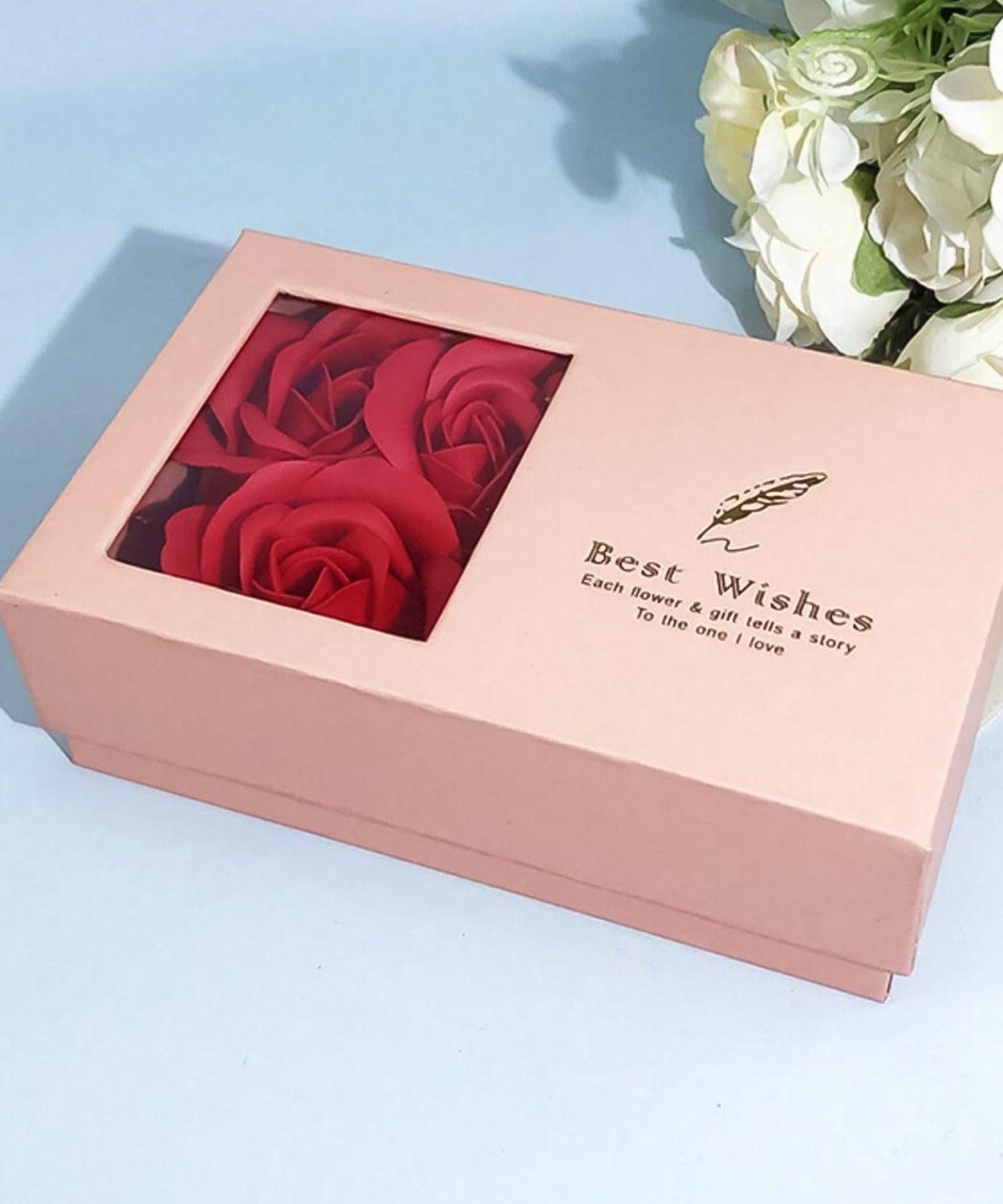 Jewellery Gift Box with Lids & Roses Packaging Box with 6 Roses (1 Set)