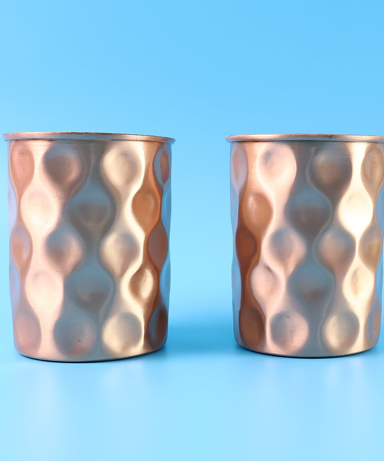 Diamond Cut Copper Water Bottle 2 Glasses with Gift Box (3 Pcs Set)