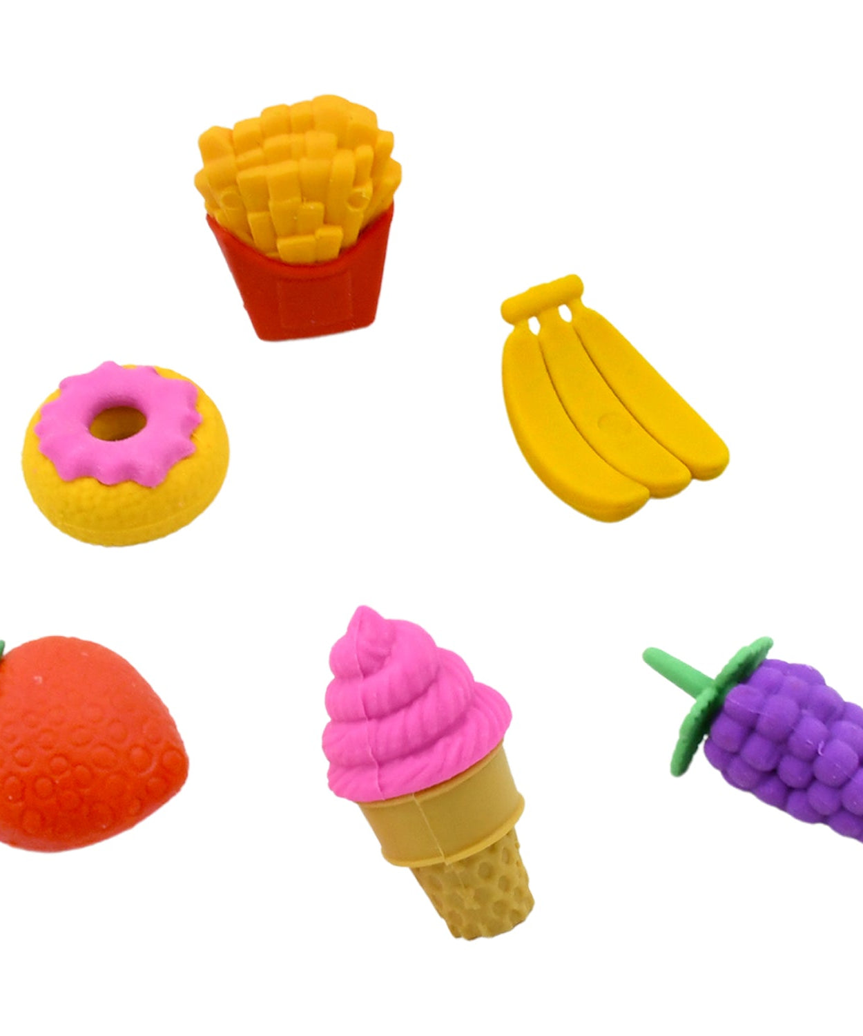 3D Food Fancy & Colorful Erasers – Cute Novelty Eraser Set for Kids & School Prize (1 Set / Mix Design & Color)