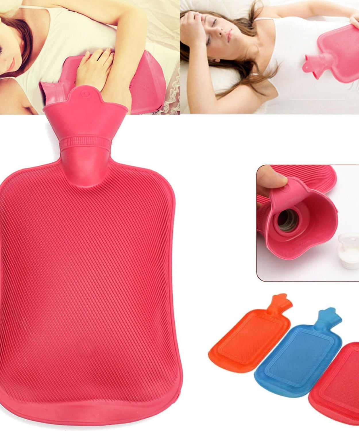 Small rubber hot water pad for pain relief.
