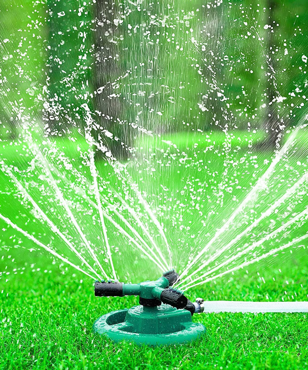 3 Arm 360° Sector Rotating Water Sprinkler Garden Pipe Hose Irrigation Yard