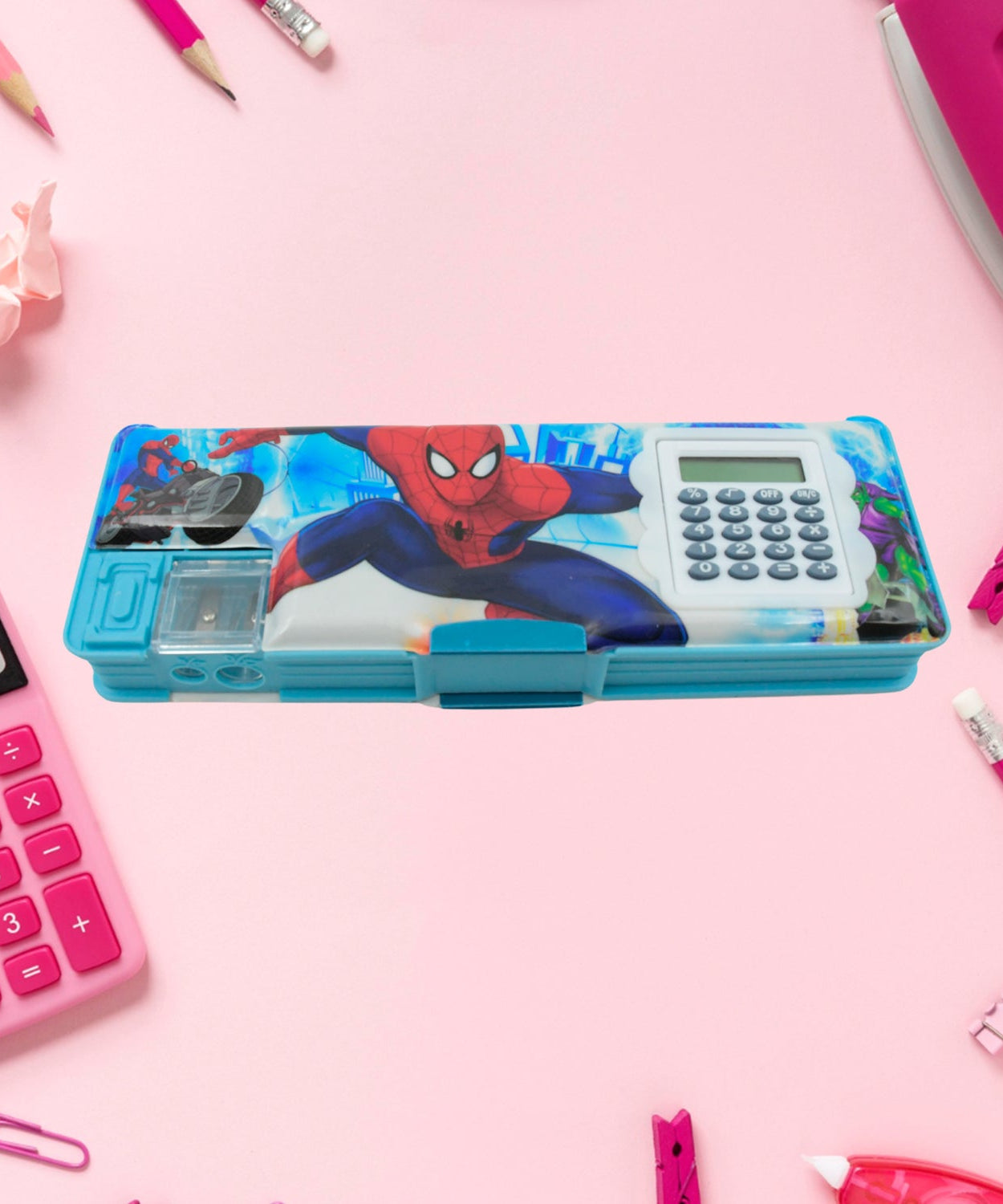 Cartoon Multi-functional Geometry Box with Calculator & Double Sharpener