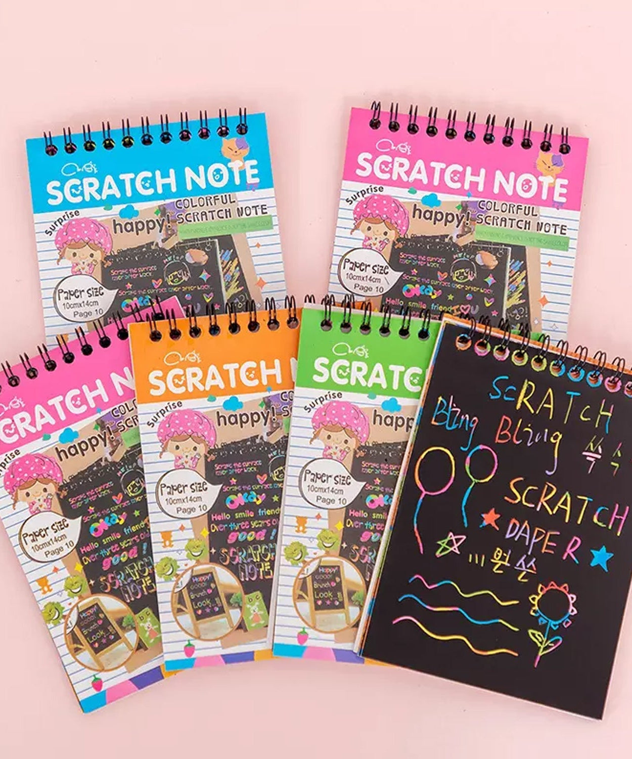 Rainbow art scratch book for creative fun, 10 pages