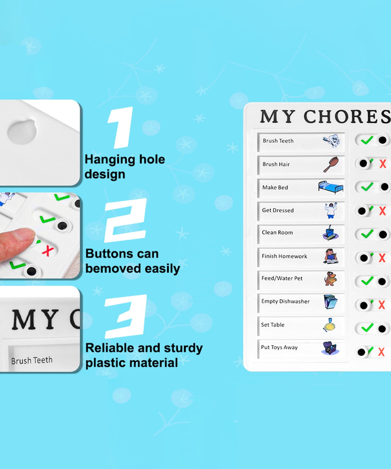 Portable My Chores Home Note Board Management Planning Memo Boards Reminding Time. (Size :- 20x12Cm)