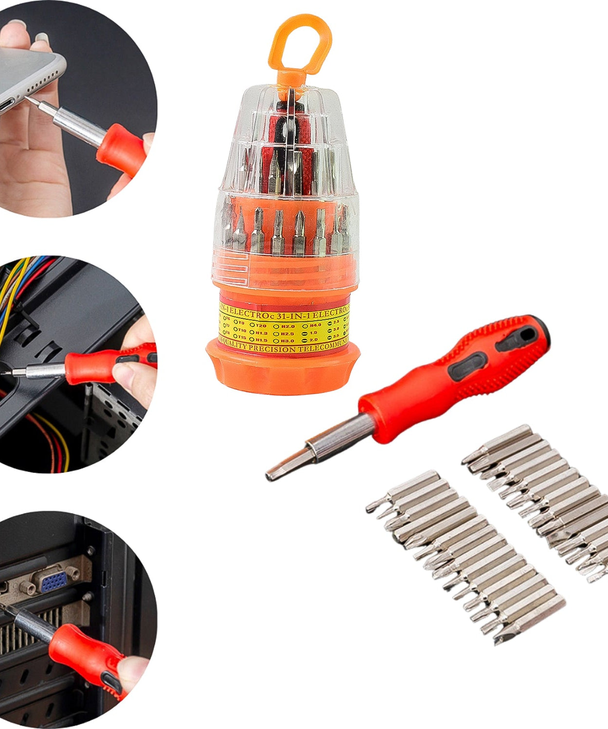 (SET OF 4PC) SCREWDRIVER SET, STEEL 31 IN 1 WITH 30 SCREWDRIVER BITS, PROFESSIONAL MAGNETIC DRIVER SET, B Grade