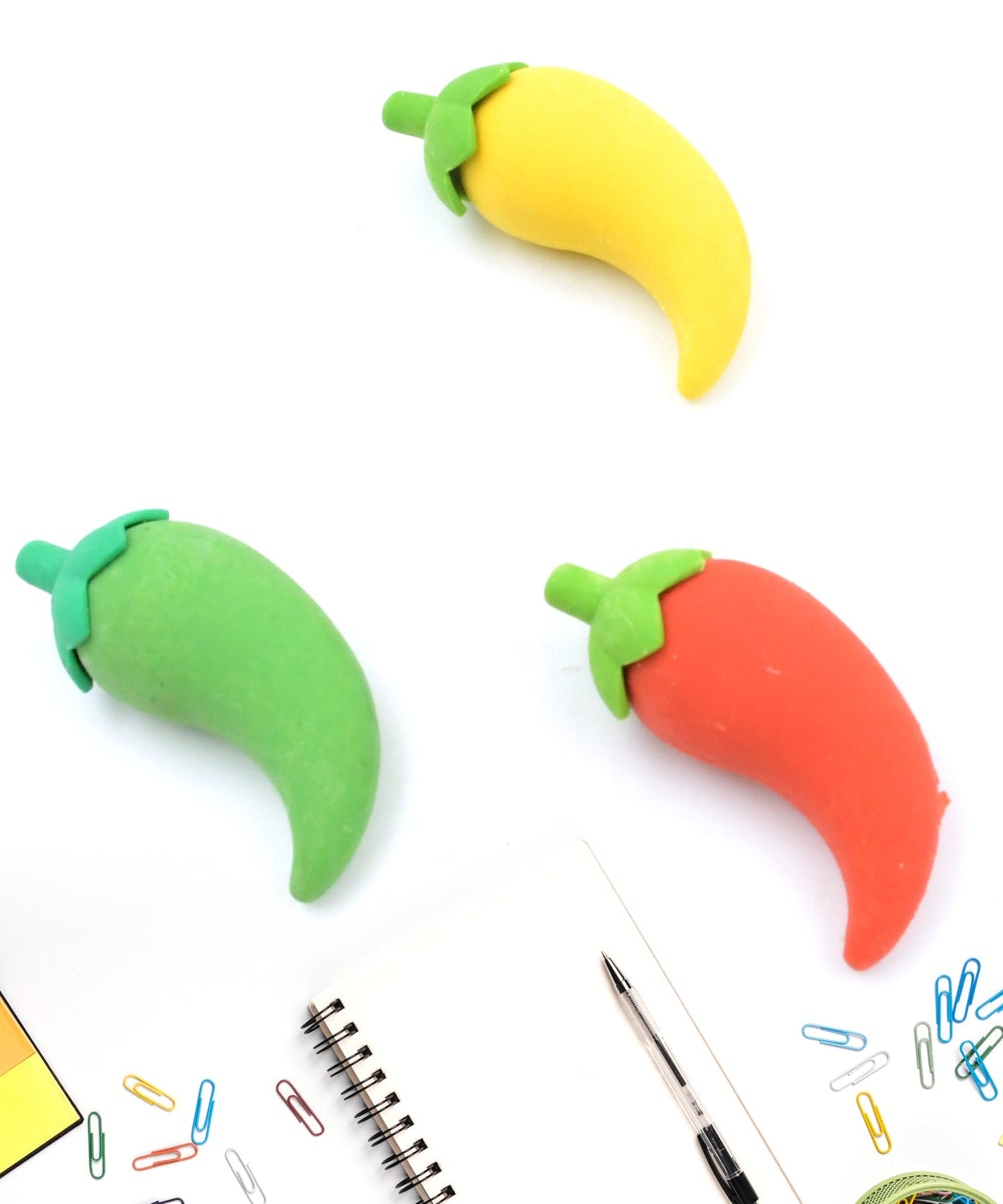 3D Fancy Colorful Chili Shape Erasers – Mini Novelty Eraser Set (3 Pc)