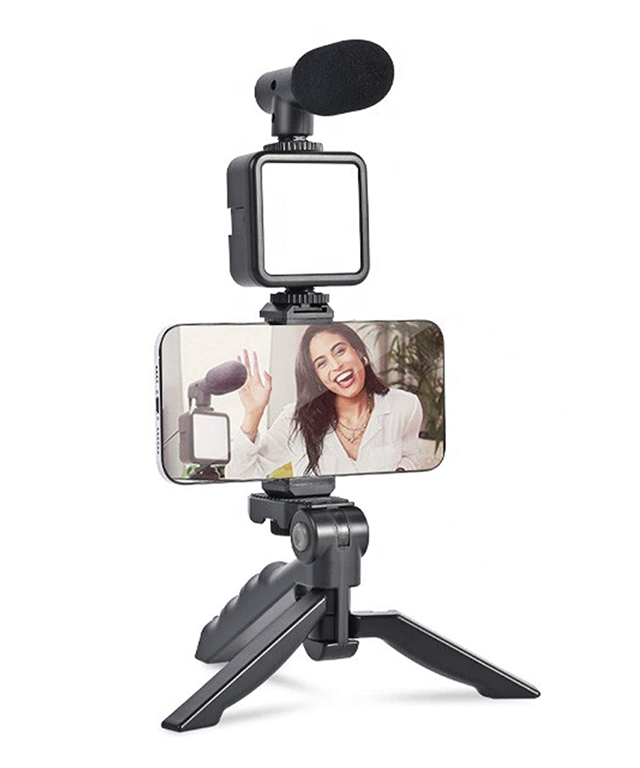 Vlogging kit with mini tripod and LED light