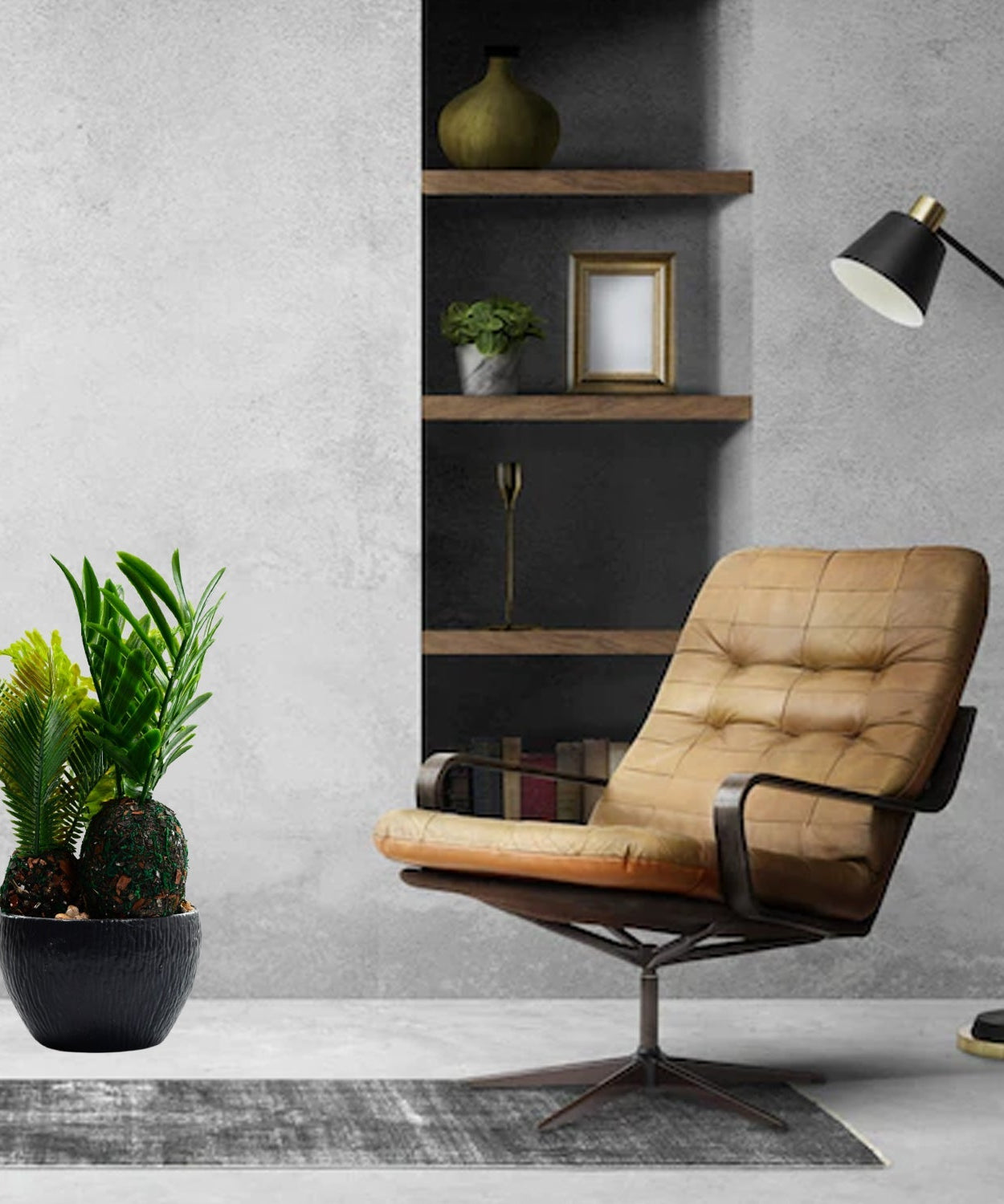 Artificial potted plant in a simple decorative pot