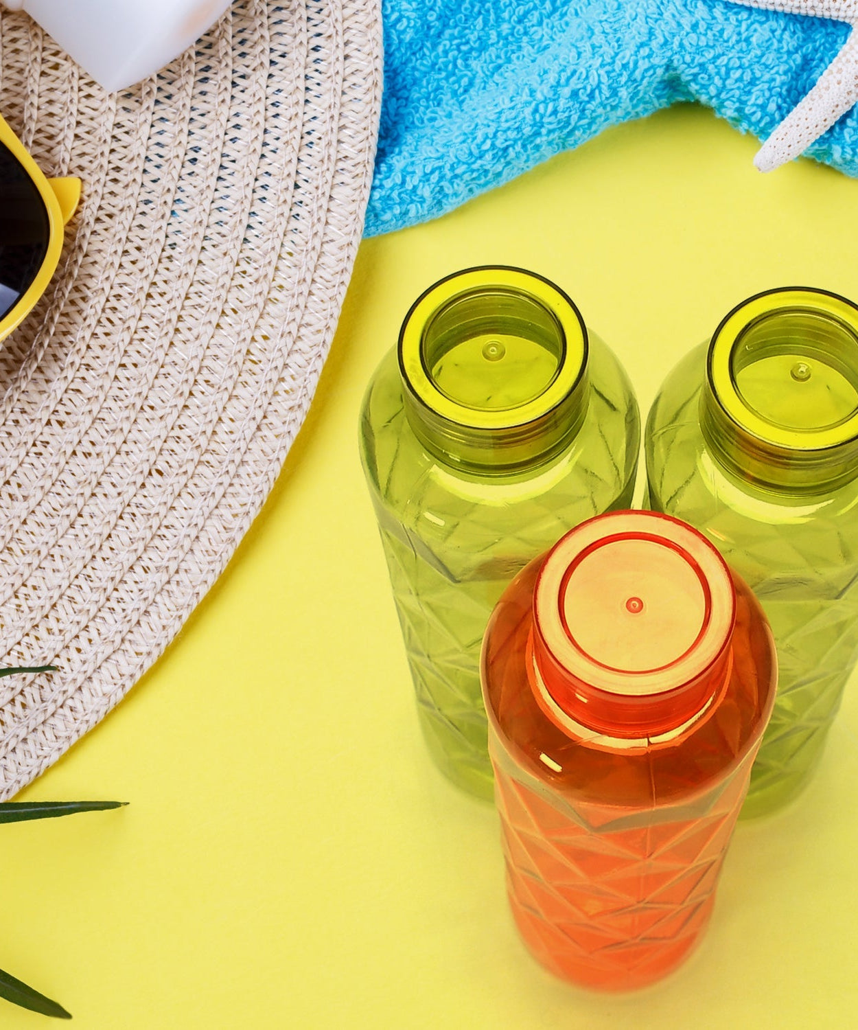 Detailed view of a diamond-cut bottle highlighting its geometric pattern.