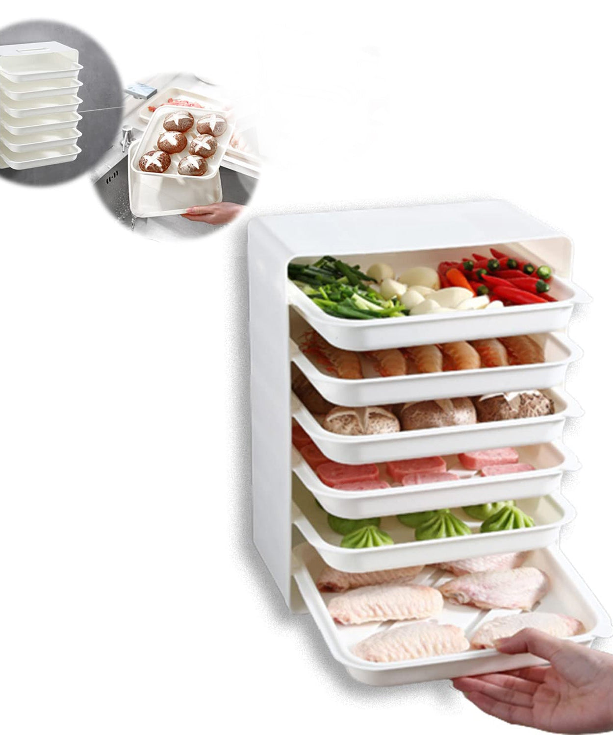 Plastic 6 Layer Wall-Mounted Food Organizer Rack (1 Set)