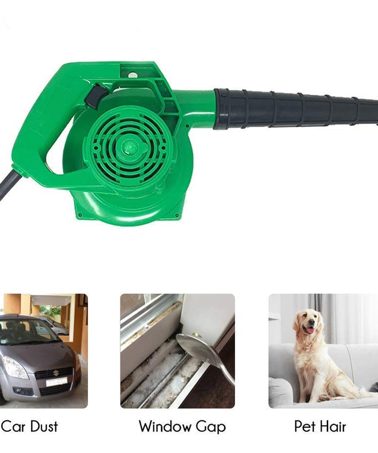 Green air blower for cleaning leaves, dust, and trash