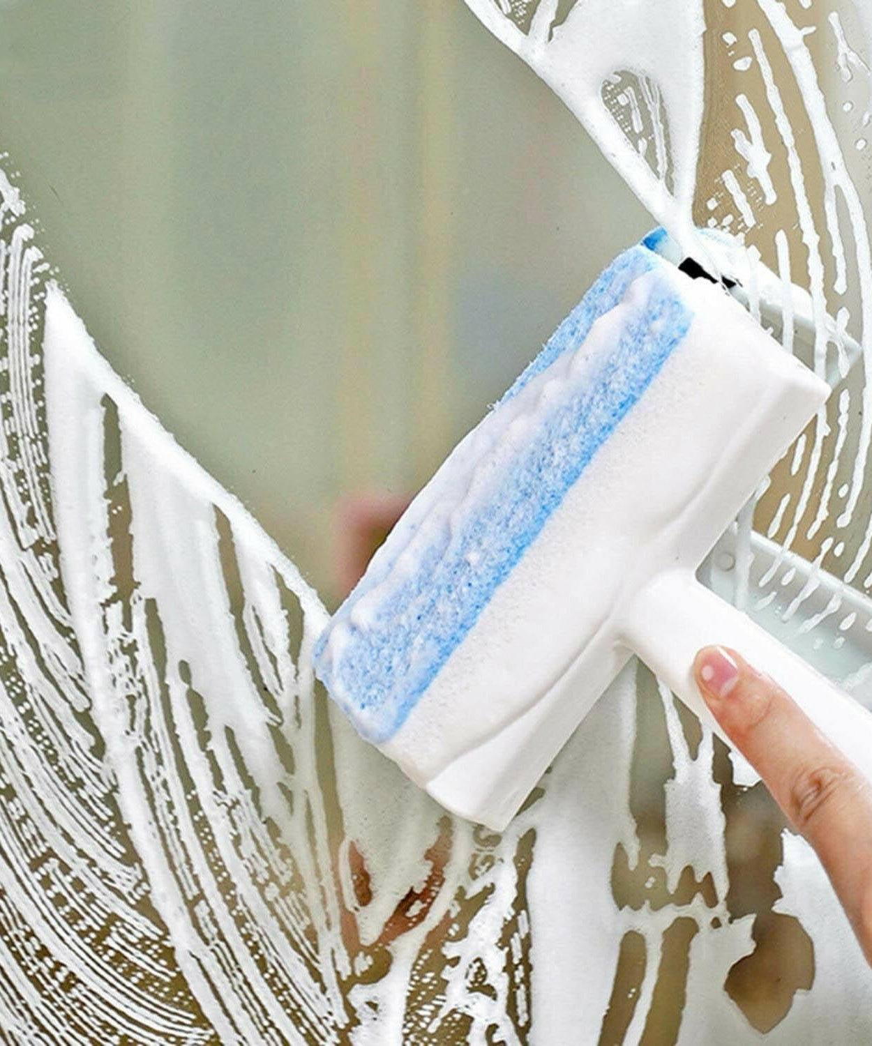 2-in-1 glass cleaner and brush for spotless bathroom tiles