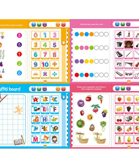 Musical study book teaching numbers and letters to children