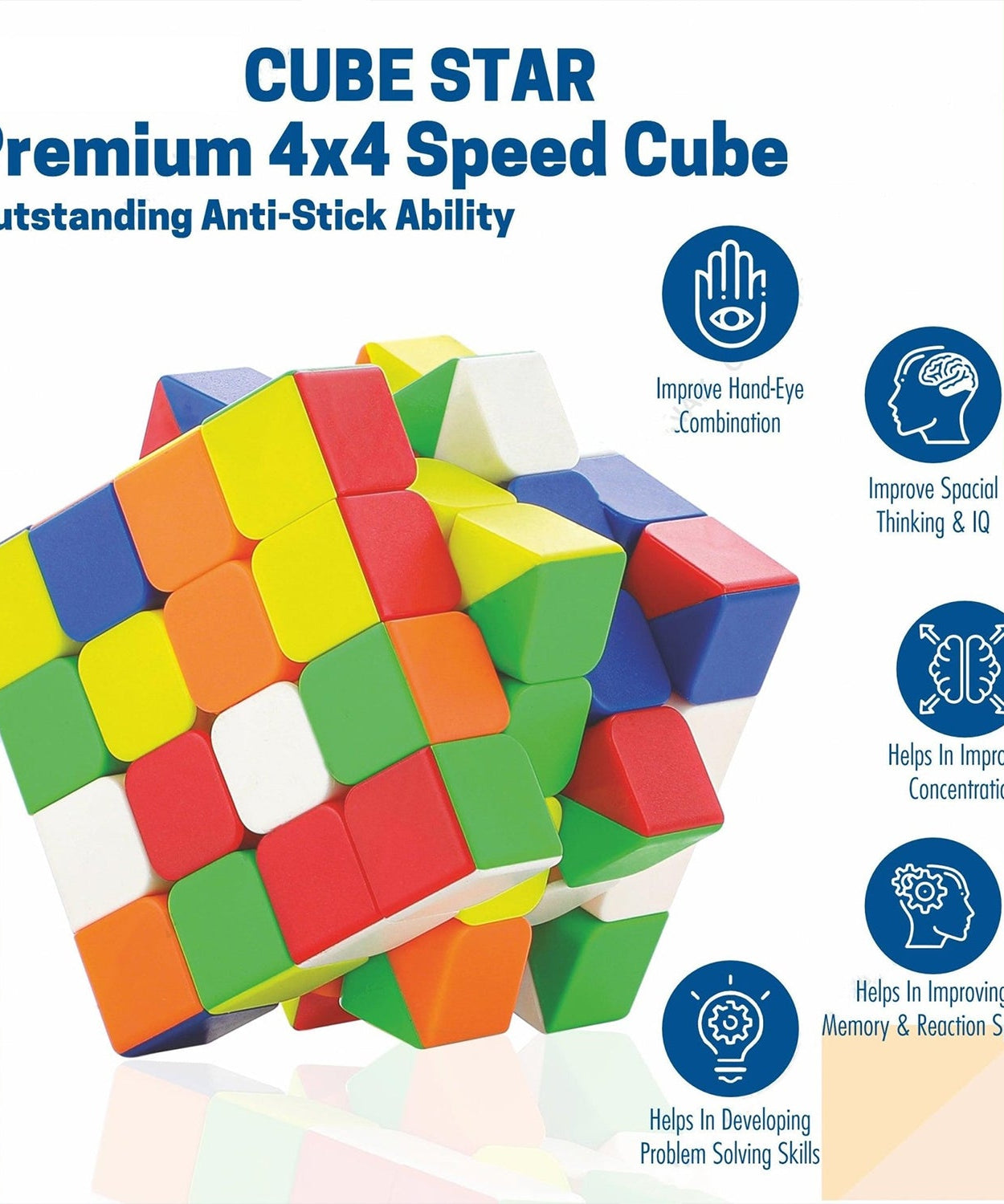Small Puzzles Cubes 4×4×4 High Speed Sticker Less Magic Cube Game, Kids and Professionals Magic Cube Puzzle Toy, Pack of 1, 8+ Years