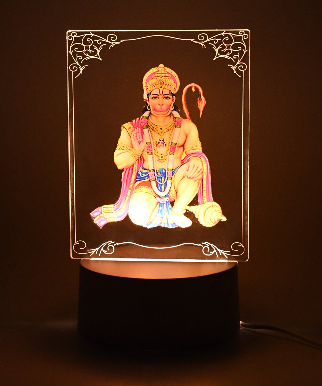 Beautiful 3D Lord Hanuman Frame with soft white light (1 Pc)