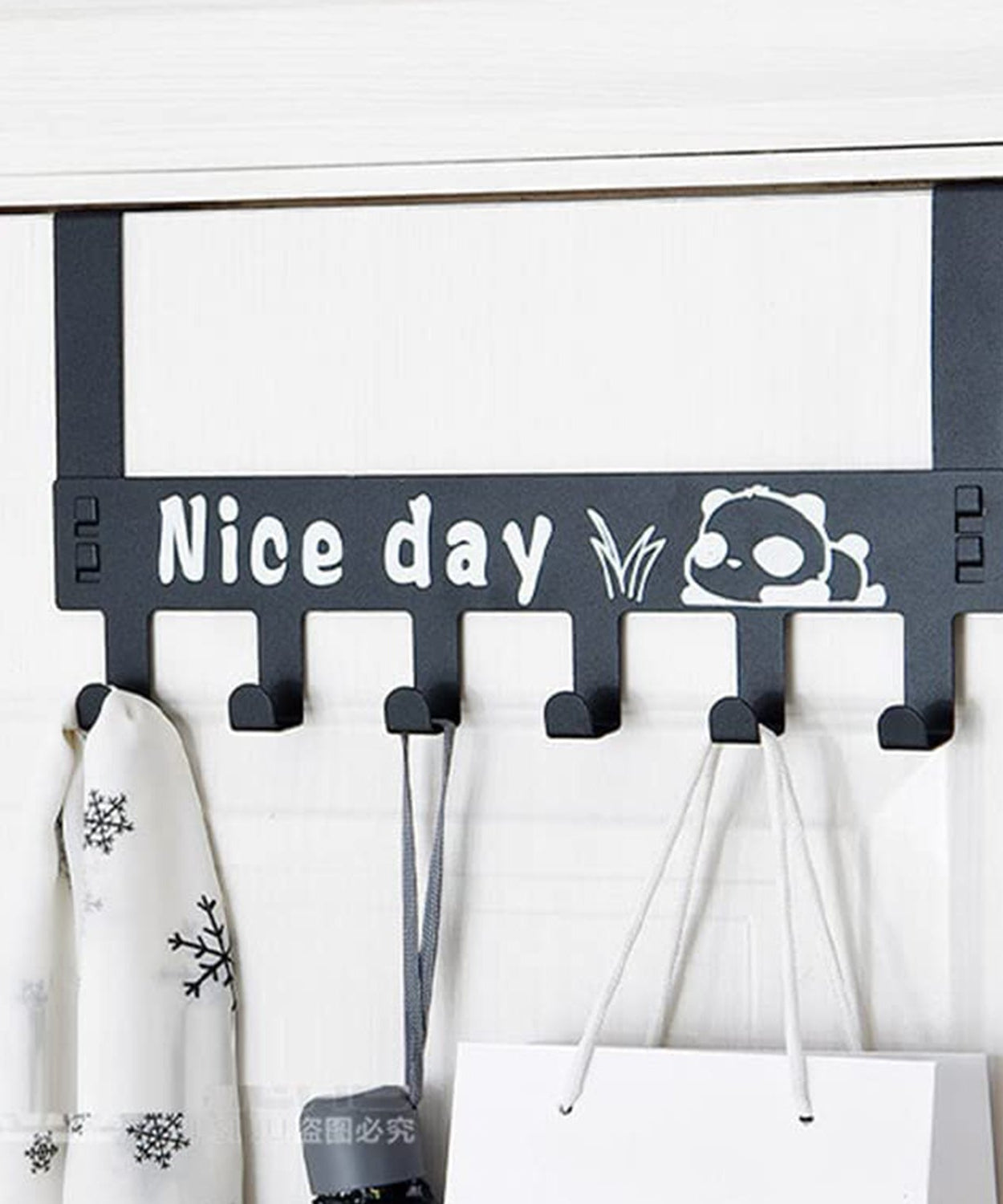 Heavy-Duty Carbon Steel Over Door Hook Rack for Towels & Coats (1 Pc, 6 Hooks)