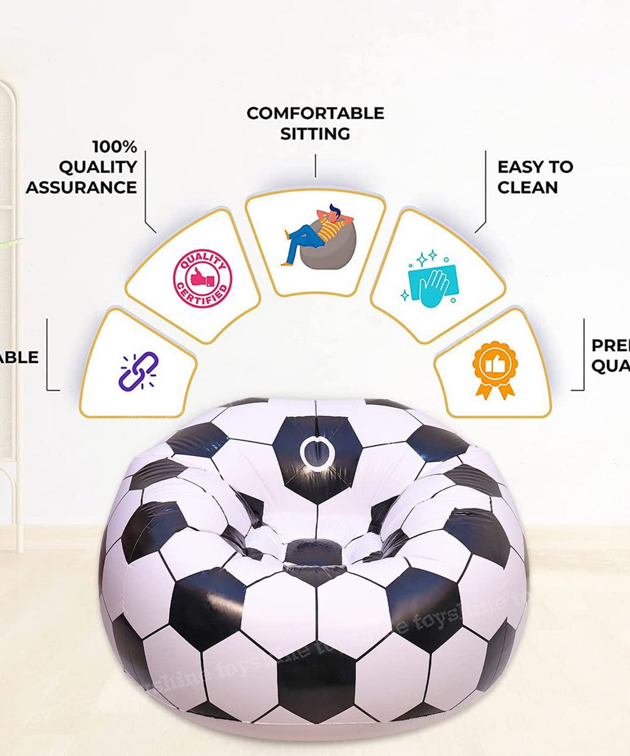 Foldable Sofa, Cartoon Style Inflatable Folding Chair, Ball Chair, Inflatable Sofa for Adults, Kids size (110cm x 80cm)