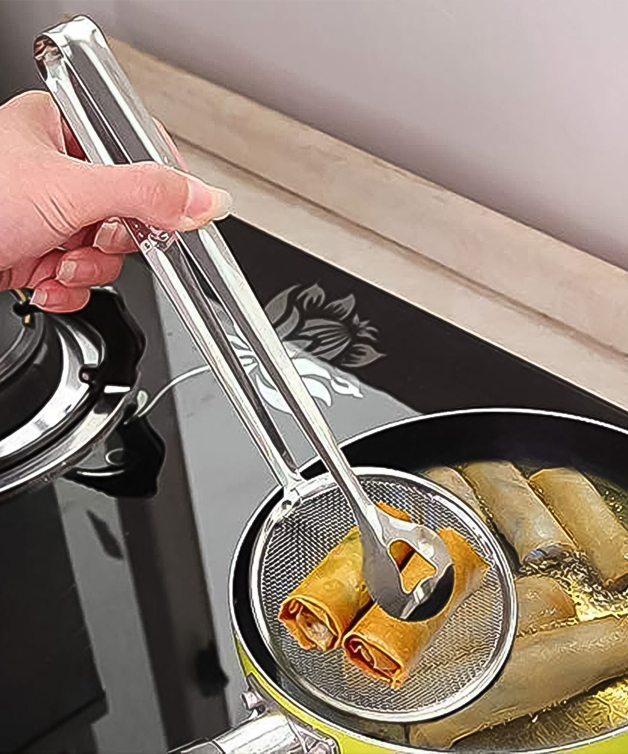 2In1 Stainless Steel Filter Spoon with Clip Food Kitchen Oil-Frying Multi-Functional