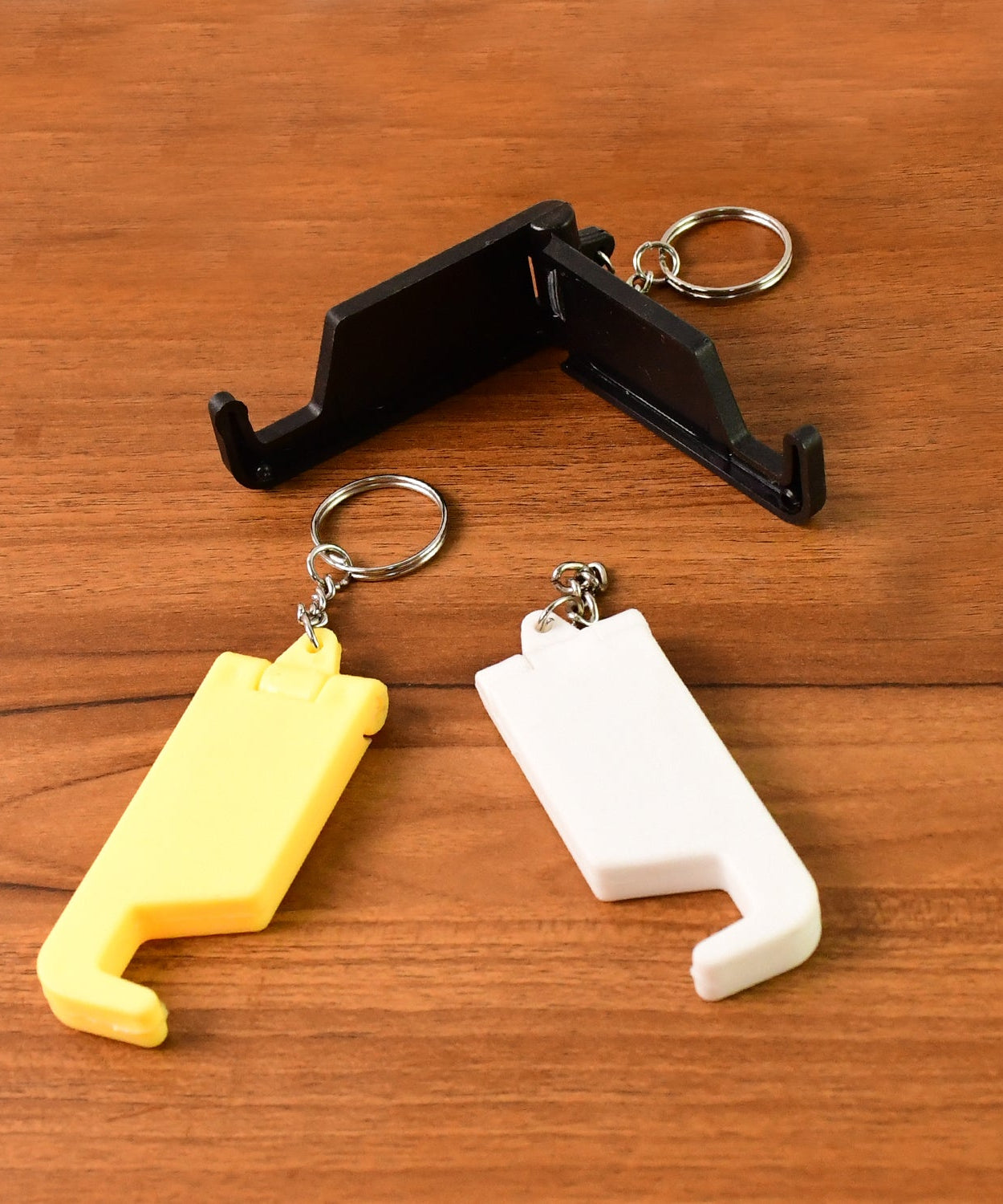2 in 1 Plastic Keychain with Mobile Stand / Phone Holder (5 Pcs Set / Multicolor)