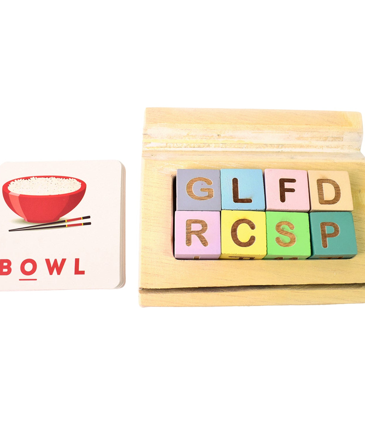 Alphabet Puzzle Spelling & Reading Words (26 Flash Cards & 8 WoodenBlock)