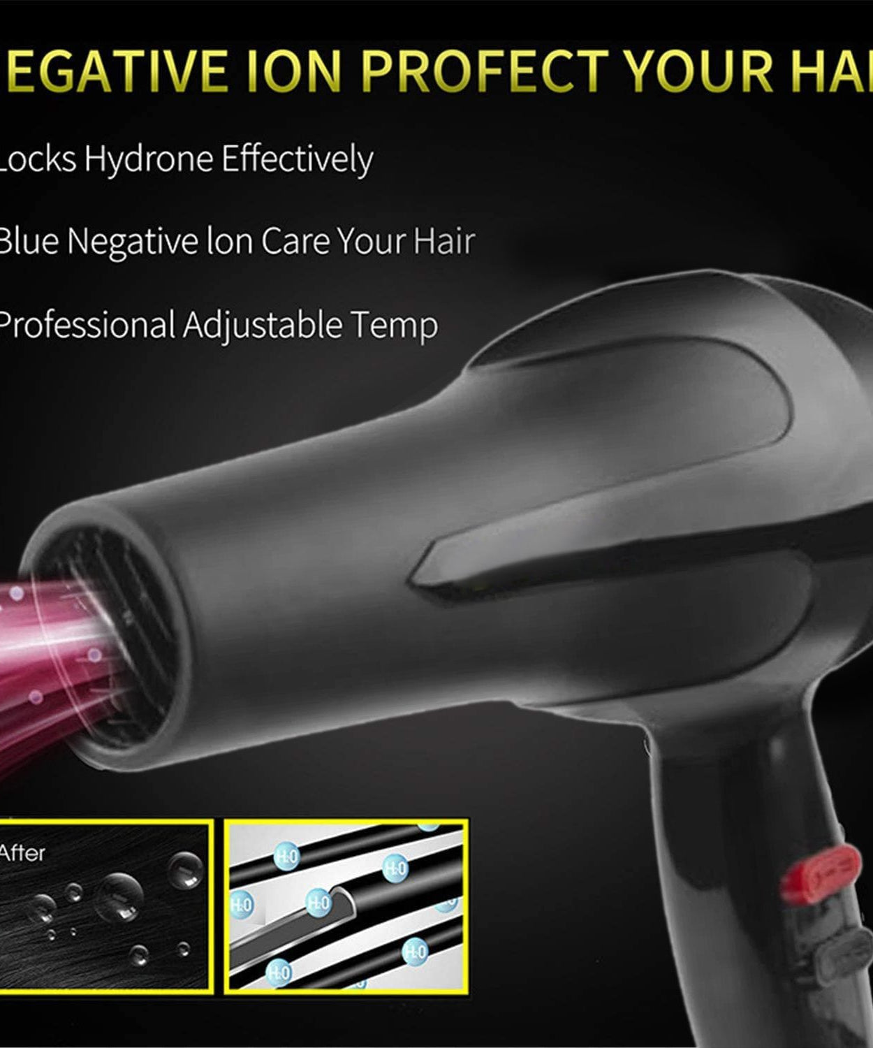 High-performance hair dryer in black