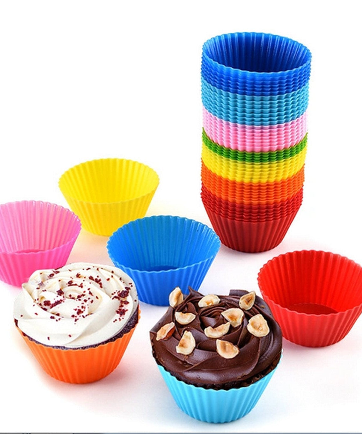 Cupcake baking mould in silicone, reusable.