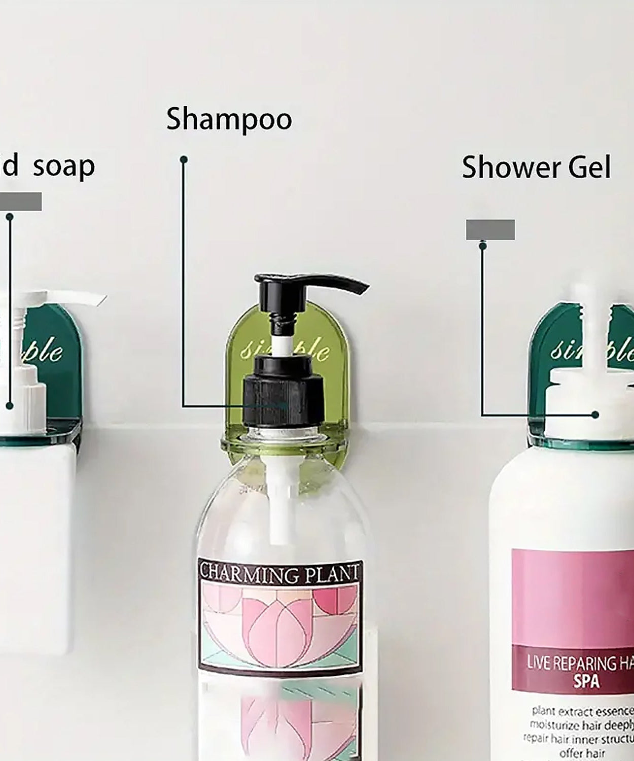 Shower Gel Bottle Holder, Wall Mounted Hook, L Shape Bottle Rack, Rust Resistant, Seamless Hook for Kitchen and Bathroom for Shampoo Lotion Soap Liquid Dispenser Bottle (1 Pc)