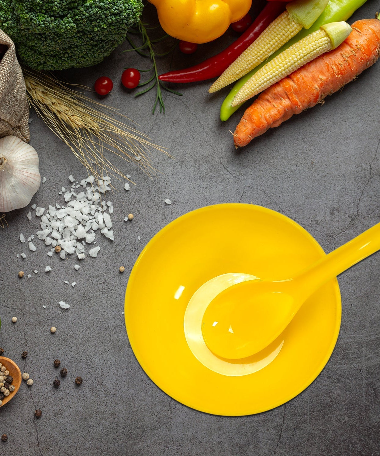 6-piece plastic bowl and spoon set, kitchen use