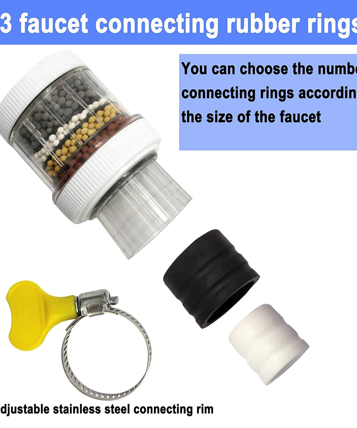 Activated carbon tap purifier, for kitchen and bathroom use