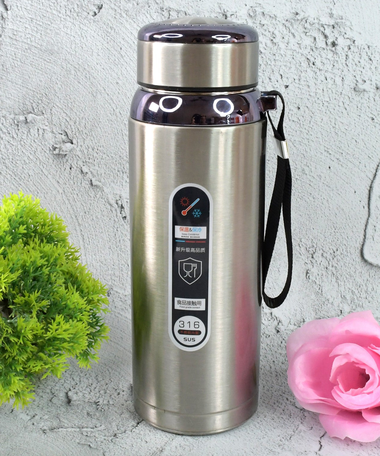 800ml Stainless Steel Water Bottle – Leak-Proof Thermos Flask for Travel, Gym, Office, Home Use (1 Pc)