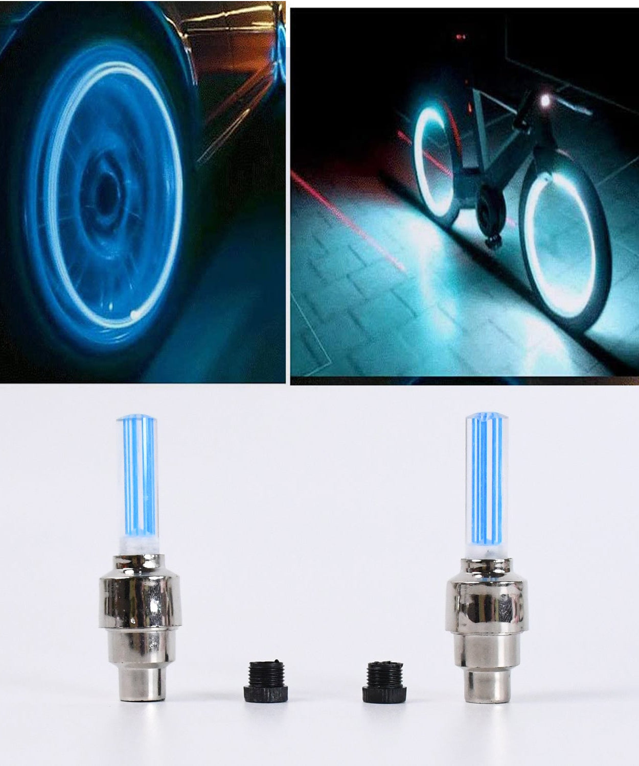 LED Flash Light lamp tyre Wheel Valve Sealing caps (2 Pc / Mix Color)