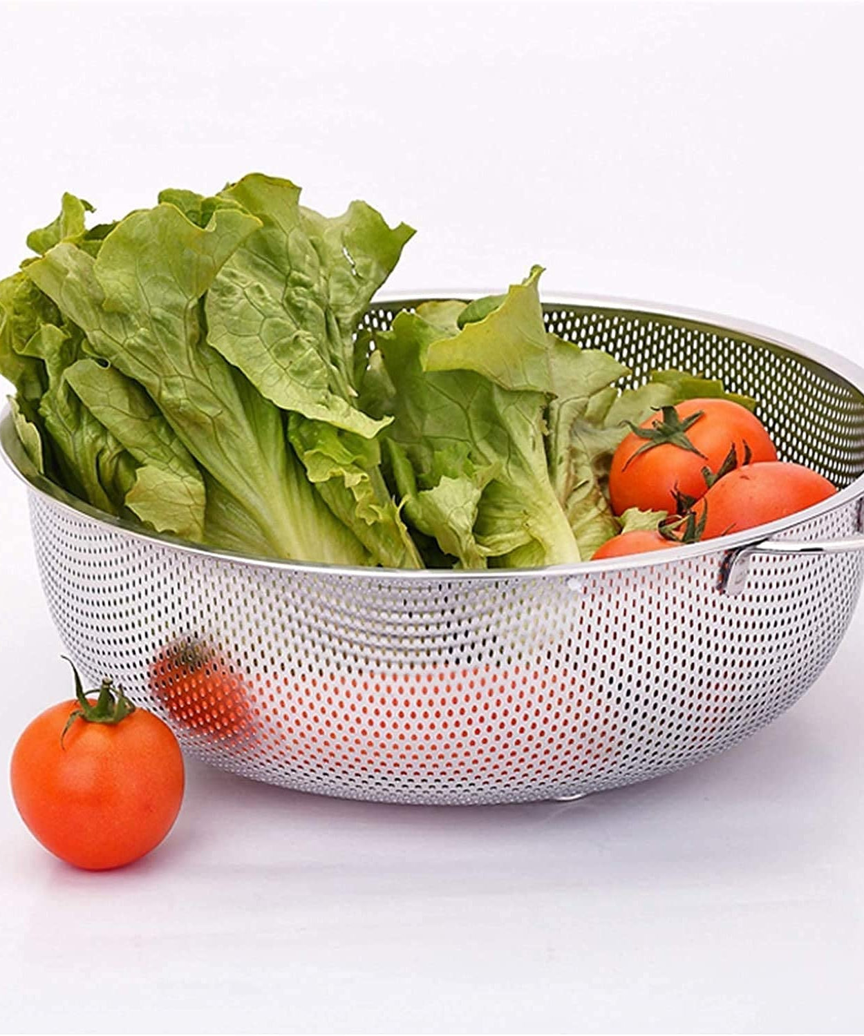 Stainless Steel Colander with Handle, Large Strainer Basket for Kitchen (25.5 cm)